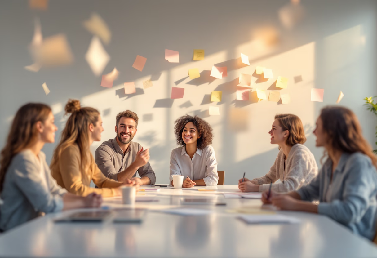 image of brainstorm session with sticky notes (for a b2b saas)